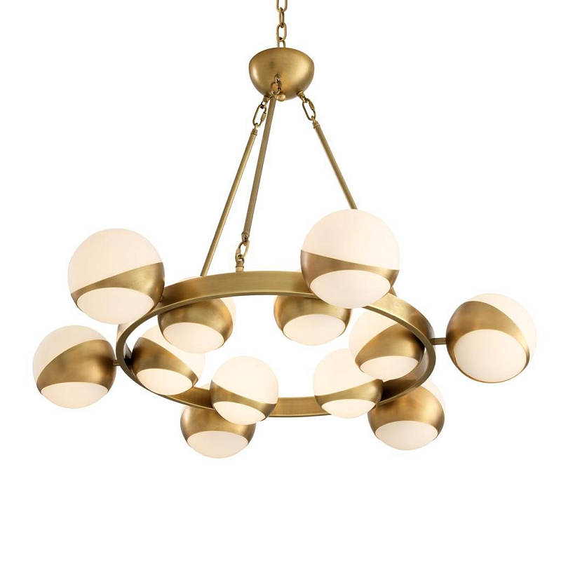 Люстра Chandelier Piazetta Латунь Античная полированная Белый Люстра Chandelier Piazetta Латунь Античная полированная Белый в Твери | Loft Concept