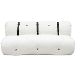 Двухместный диван без подлокотников белый с обивкой букле и ремешками из кожи Blaise Boucle Sofa варинант исполнения - 1 | Loft Concept в Твери