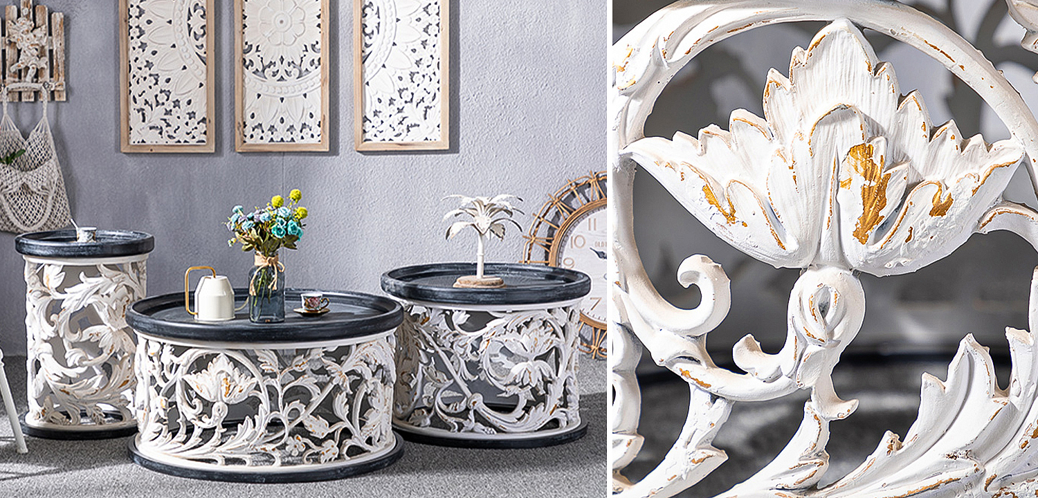 Кофейный стол Fleurette Provence Black White Side Table 63 - Loft-Concept в Твери