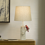 Настольная лампа с тканевым абажуром и основанием в виде птицы на дереве Simurq варинант исполнения - 2 | Loft Concept в Твери