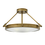Потолочный светильник цвета латунь с плоским круглым плафоном Hinkley варинант исполнения - 1 | Loft Concept в Твери