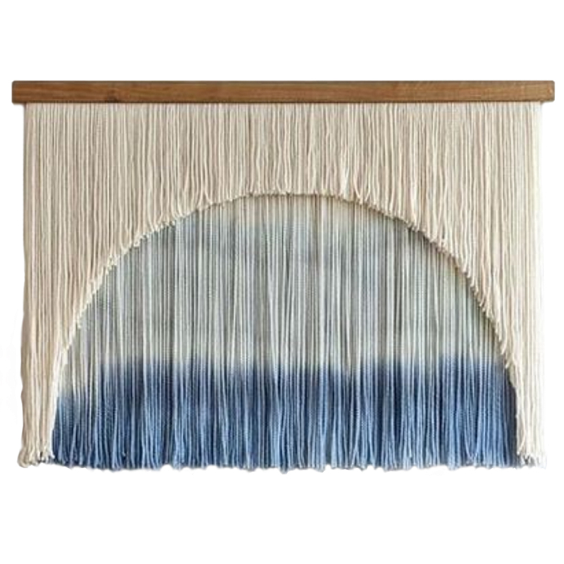 Панно дизайнерское из нитей Quiet Sea Голубой Бежевый в Твери | Loft Concept 