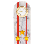Часы погон МВД подарочные настольные из натурального камня Мрамор Military Clock варинант исполнения - 7 | Loft Concept в Твери