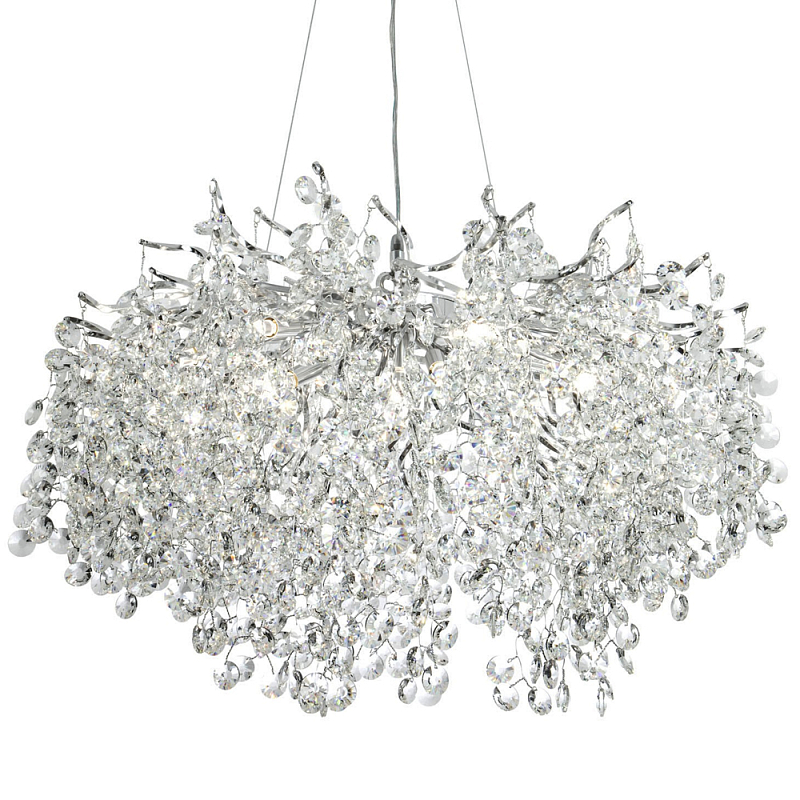 Люстра с хрустальными подвесками на металлических ветках Fairytree Light Silver Chandelier 14 Серебряный Прозрачное Стекло Люстра с хрустальными подвесками на металлических ветках Fairytree Light Silver Chandelier 14 Серебряный Прозрачное Стекло в Твери | Loft Concept