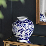 Ваза округлой формы с бело-синим цветочным орнаментом Blue & White Ornament  варинант исполнения - 5 | Loft Concept в Твери