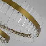 Люстра подвесная двухъярусная с золотистымыми кольцами и прозрачными стеклянными элементами Ring Horizontal варинант исполнения - 4 | Loft Concept в Твери