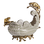 Чаша для фруктов из фарфора бронзовыми фигурками леопардов Eden Garden варинант исполнения - 1 | Loft Concept в Твери