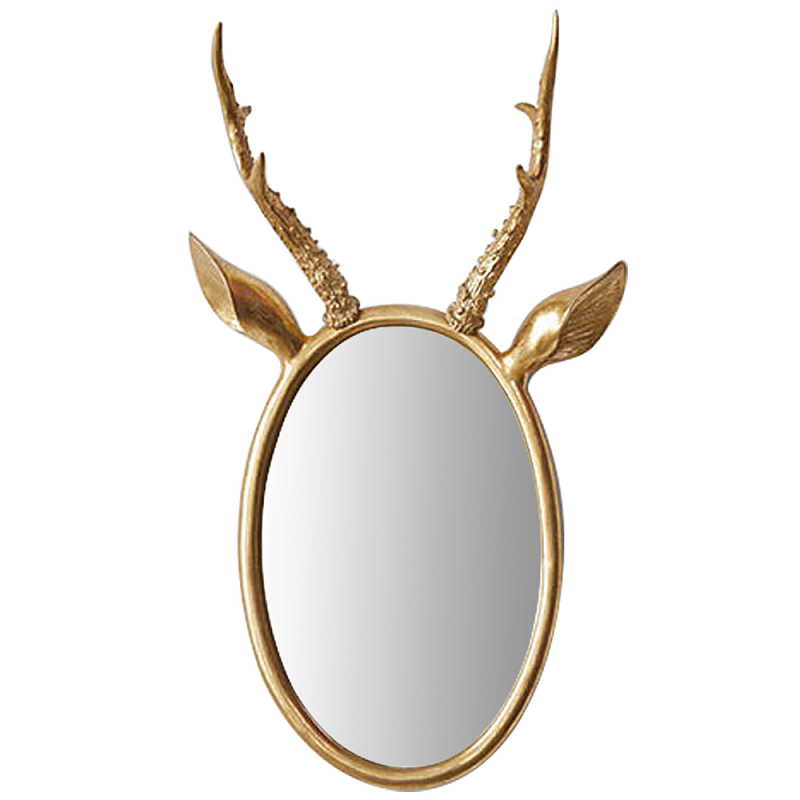 Овальное зеркало с декором оленьи рога Golden Deer Mirror Золотой Овальное зеркало с декором оленьи рога Golden Deer Mirror Золотой в Твери | Loft Concept