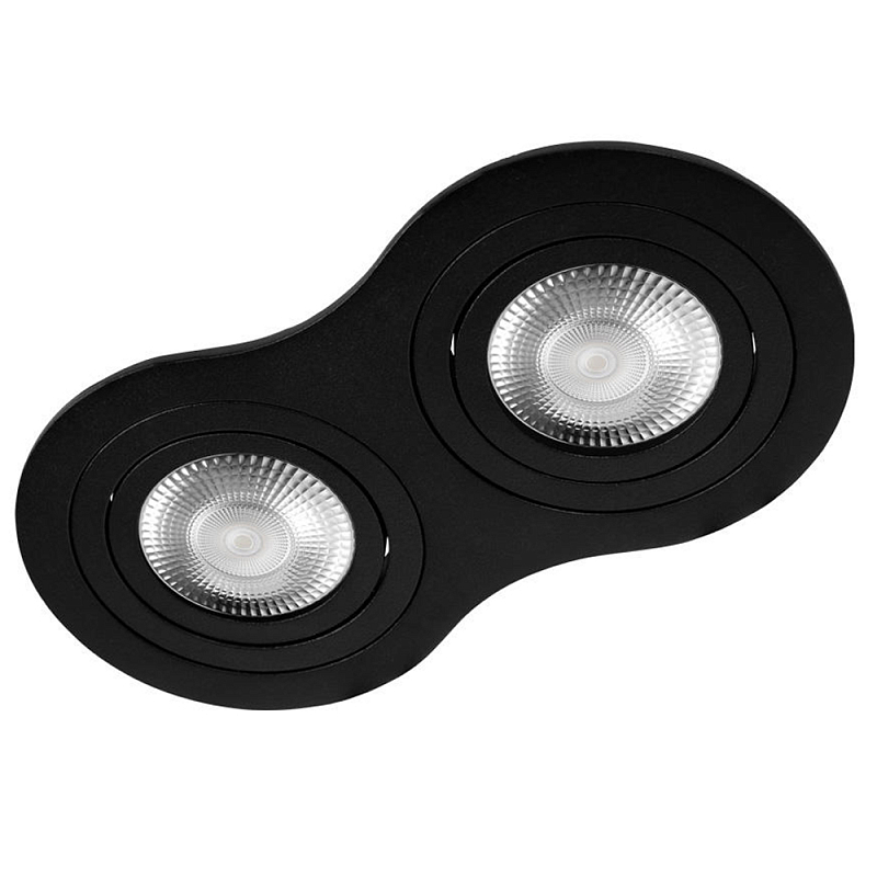 Встраиваемый спот в форме восьмерки металлический с двумя источниками света Silent Glow  Черный Белый в Твери | Loft Concept 