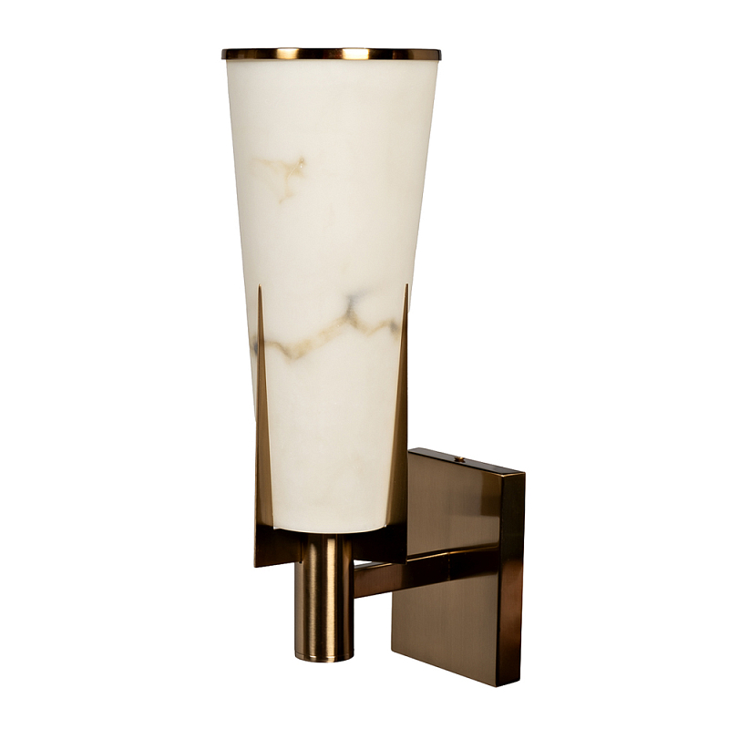 Бра с плафоном в форме конуса  с расцветкой под мрамор Elegant Classic Light Белый Мрамор Bianco Золотой в Твери | Loft Concept 