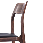 Стул деревянный с мягким сиденьем из черной натуральной кожи Moon Walnut Furniture варинант исполнения - 8 | Loft Concept в Твери