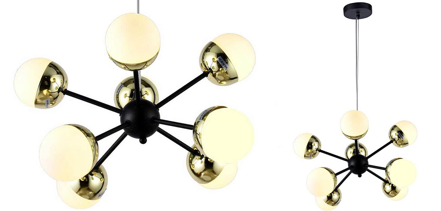 Люстра Sputnik White and Gold Globe Chandelier 8 Люстра Sputnik White and Gold Globe Chandelier 8 - Loft-Concept в Твери