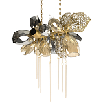 Люстра подвесная с 18-ю стеклянными плафонами с вертикальными подвесками Gilded Mirage  варинант исполнения - 7 | Loft Concept в Твери