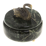 Шкатулка из натурального камня змеевик с фигуркой лебедя Stone Casket варинант исполнения - 2 | Loft Concept в Твери