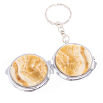 Зеркало брелок карманное двухстороннее из натурального камня Оникс Silver Stone Mirrors варинант исполнения - 5 | Loft Concept в Твери