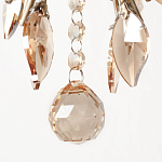 Люстра подвесная круглая с тканевым полупрозрачным абажуром и подвесками 4 лампы Gilded Elegance варинант исполнения - 6 | Loft Concept в Твери