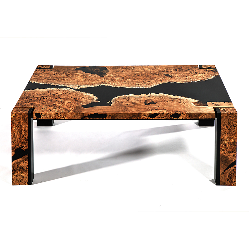 Кофейный Стол River in Autumn Elm Resin Coffee Table Охра Черный в Твери | Loft Concept 