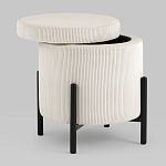 Молочный пуф на черных ножках SANJAY варинант исполнения - 2 | Loft Concept в Твери