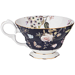 Чайный набор из фарфора темно-синий с рисунком цветов на 6 персон 12 предметов 280 мл Garden Whisper Porcelain Set  варинант исполнения - 3 | Loft Concept в Твери