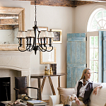 Люстра бронзового цвета с бежевыми абажурами из органзы в классическом стиле Hinkley варинант исполнения - 9 | Loft Concept в Твери