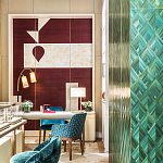 Обои ручная роспись в стиле Арт-деко Assemblage Original colourway on red silk dupion варинант исполнения - 3 | Loft Concept в Твери