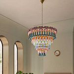 Люстра круглая с декором из разноцветных элементов в виде листьев Changing Seasons варинант исполнения - 6 | Loft Concept в Твери