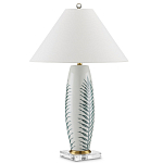 Настольная лампа овальная с тропическим принтом Stylized Aalm Leaves Motif варинант исполнения - 5 | Loft Concept в Твери