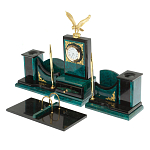 Настольный письменный набор из змеевика тёмно-зелёного цвета с декором в виде орла Successful Leader варинант исполнения - 2 | Loft Concept в Твери