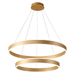 Люстра подвесная светодиодная с двумя золотистыми кольцами Диаметр 80 см Ring Horizontal варинант исполнения - 1 | Loft Concept в Твери