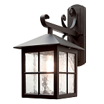 Настенный фонарь черного цвета в форме фонаря с решетчатым плафоном и фактурным стеклом Elstead Lighting варинант исполнения - 1 | Loft Concept в Твери