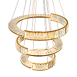 Светодиодная трехъярусная кольцевая люстра из хрусталя и стали с пультом для регулировки света Maude Crystal Light варинант исполнения - 3 | Loft Concept в Твери