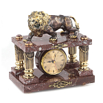 Часы настольные из креноида и бронзы с декором в виде льва Lion Stone Clock варинант исполнения - 2 | Loft Concept в Твери