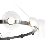 Люстра подвесная круглая с 12-ю прозрачными куполообразными плафонами и черным металлическим основанием Flos Wireline Lighting варинант исполнения - 5 | Loft Concept в Твери