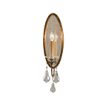 Бра с овальным зеркальным основанием с лампой в виде свечи и хрустальными подвесками Feiss варинант исполнения - 1 | Loft Concept в Твери