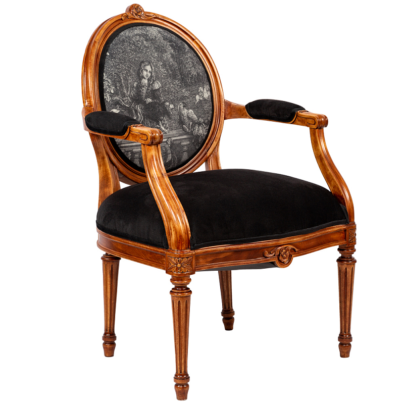 Кресло Marimon Armchair Left Черно-белый Коричневый в Твери | Loft Concept 