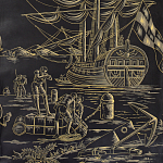 Обои ручная роспись Views of Italy Gold Outline варинант исполнения - 2 | Loft Concept в Твери