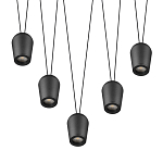 Подвесной светильник черными плафонами на длинных пересекающихся тросах Construction варинант исполнения - 3 | Loft Concept в Твери