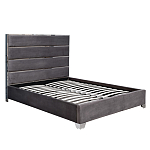 Кровать двуспальная серая с высоким мягким изголовьем Heart of the Bedroom варинант исполнения - 1 | Loft Concept в Твери