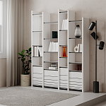 Стеллаж прямой ассиметричный с полками и 4-мя дверцами ARYA BOOKCASE WHITE варинант исполнения - 5 | Loft Concept в Твери