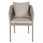 Стул серо-бежевый с декоративным плетением на спинке и подлокотниках Chair Weave варинант исполнения - 1 | Loft Concept в Твери