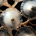 Потолочная люстра круглая ветвистыми бронзовыми элементами и стеклянными рифлеными дисками Textured Glass Chandelier варинант исполнения - 6 | Loft Concept в Твери