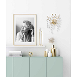 Бра золотого цвета с декоративными ветвями и прозрачными подвесками в форме листьев Droplet Chandelier варинант исполнения - 7 | Loft Concept в Твери