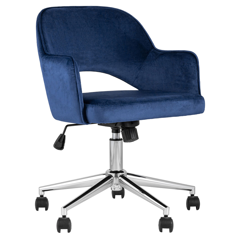 Кресло для компьютерного стола Veloury Blue Черный Хром Синий Кресло для компьютерного стола Veloury Blue Черный Хром Синий в Твери | Loft Concept