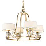 Люстра цвета латунь с 4-мя тканевыми абажурами и стеклянными шарами Quoizel варинант исполнения - 1 | Loft Concept в Твери