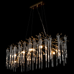 Люстра подвесная прямоугольная с бронзовыми акцентами и прозрачными стеклянными каплями Droplet Chandelier варинант исполнения - 4 | Loft Concept в Твери