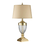 Настольная лампа со тканевым абажуром и прозрачным ребристым стеклянным основанием Quoizel варинант исполнения - 5 | Loft Concept в Твери