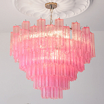 Элитная Люстра Textured Glass Pink Chandelier Ярко Розовое стекло варинант исполнения - 1 | Loft Concept в Твери
