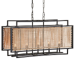 Люстра прямоугольной формы с чёрным каркасом и вставкой из плетеного материала Cage for Light варинант исполнения - 4 | Loft Concept в Твери