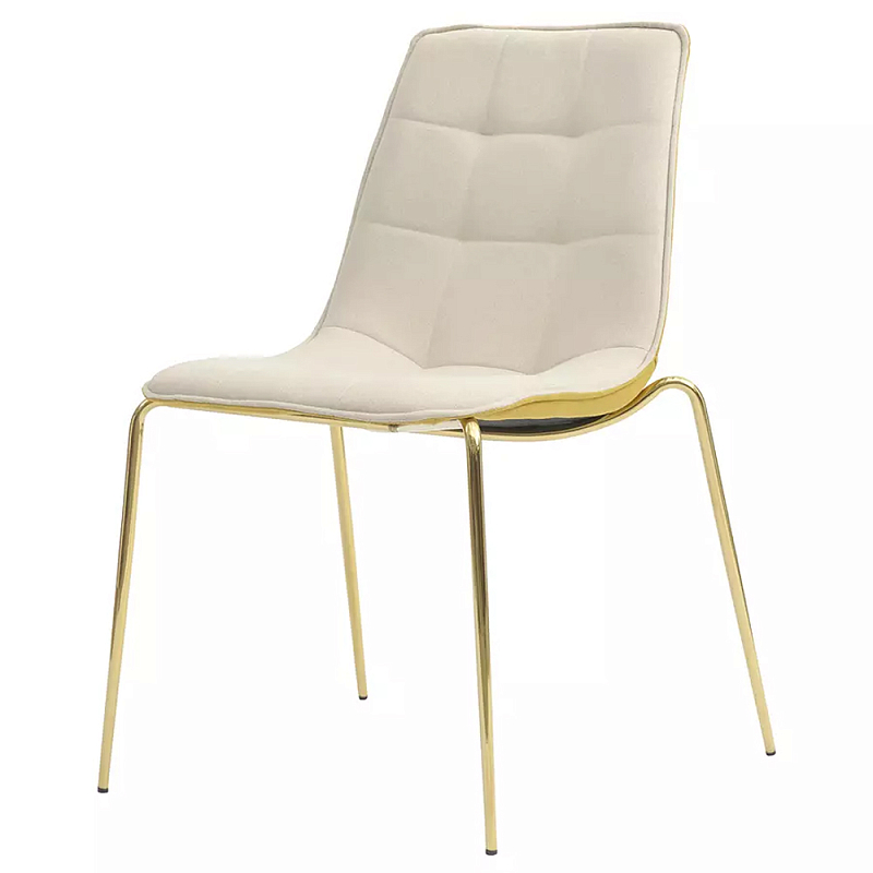 Стул с декоративной строчкой на обивке Sophisticated Silhouette Кремовый Золотой Стул с декоративной строчкой на обивке Sophisticated Silhouette Кремовый Золотой в Твери | Loft Concept