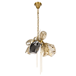 Люстра подвесная со стеклянными плафонами из дымчатого и золотистого с тремя вертикальными подвесками Gilded Mirage  варинант исполнения - 5 | Loft Concept в Твери